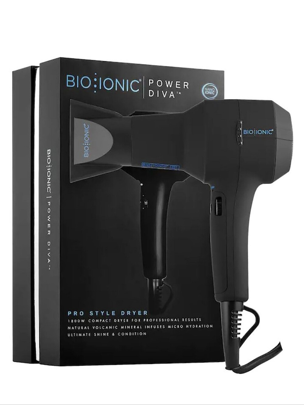 Bio Ionic PowerDiva Pro Speed Dryer Compact Nano Ionic Blow Dryer - NIB